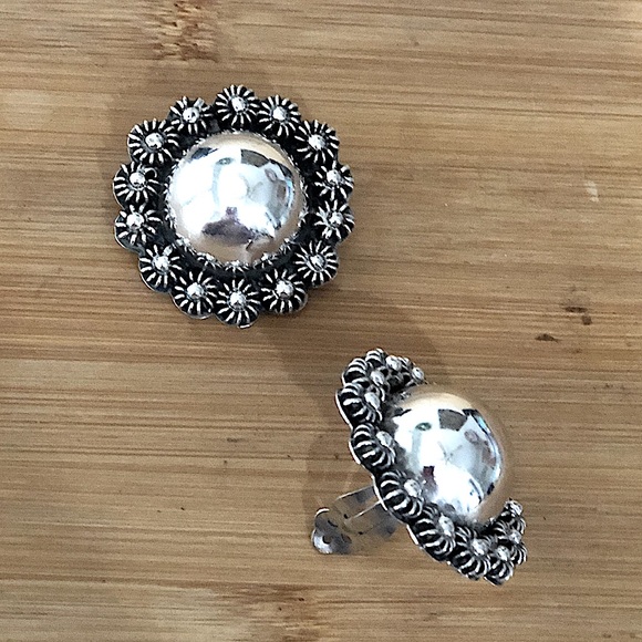 MEXICO Jewelry - $228  Vintage Estate Clip On Designer Earrings  Marked TM 48 MEXICO